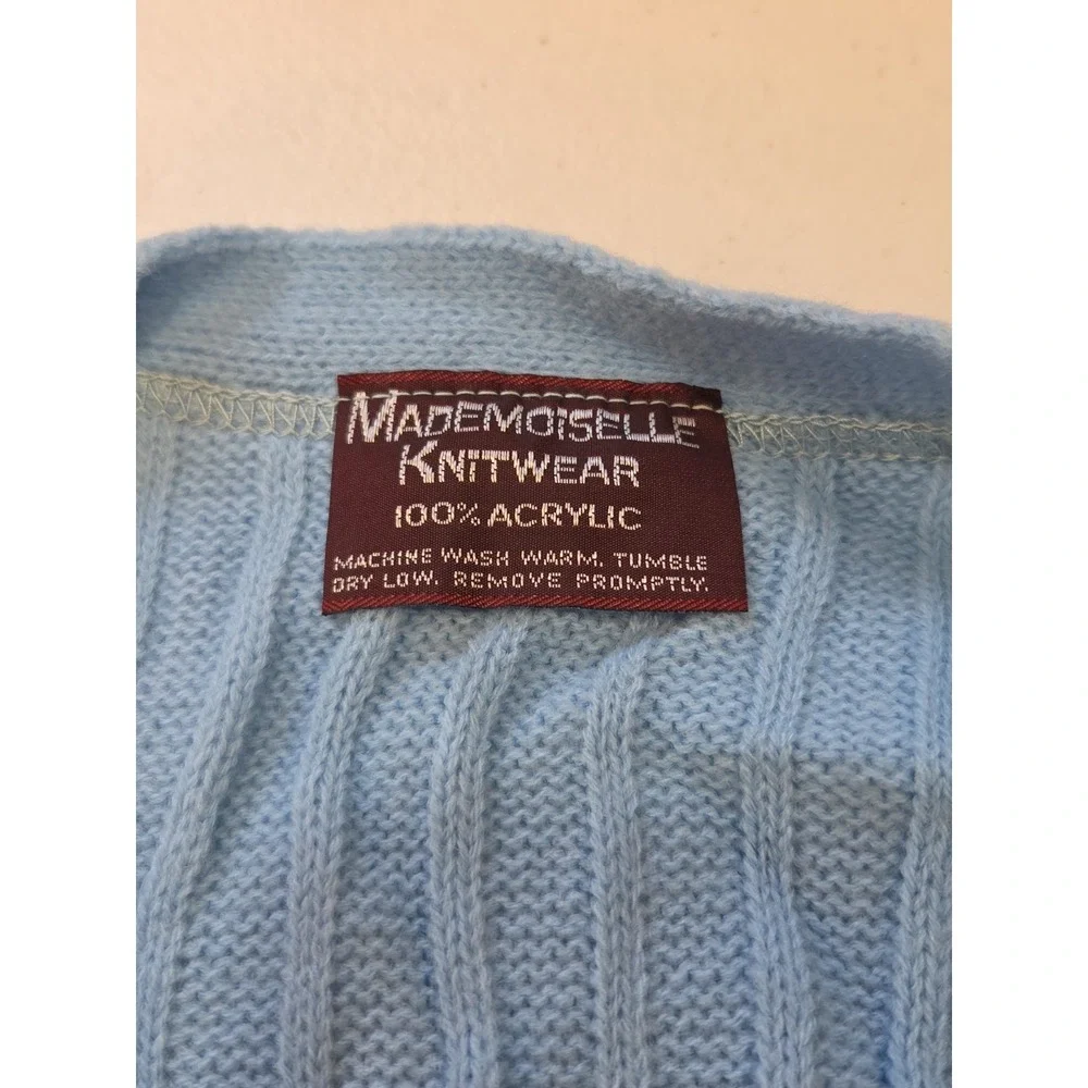 Vintage Deadstock‎ Mademoiselle Knitwear Blue Acrylic Button Front Vest